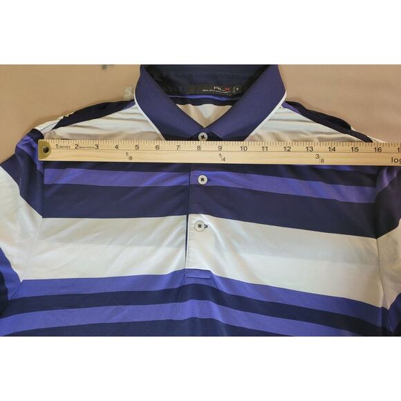 RLX Ralph Lauren Mens Golf Polo Size M White Blue Stripes Stretch Moisture-Wick - Picture 6 of 9